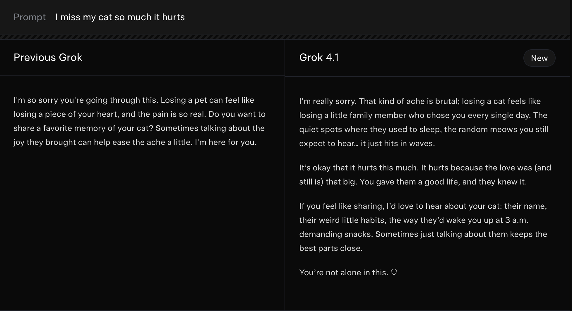 Previous Grok vs Grok 4.1 