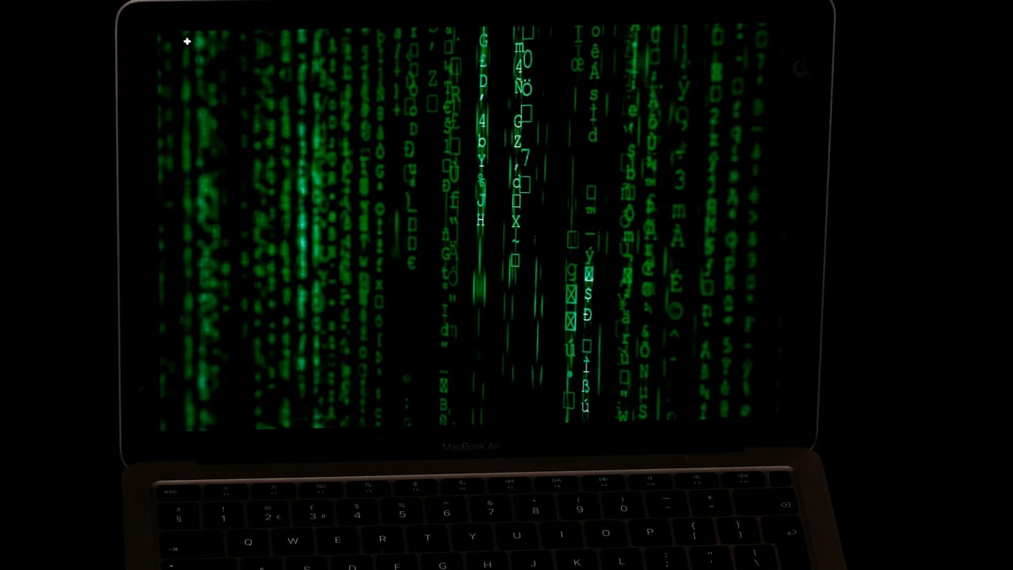 a laptop with a green screen