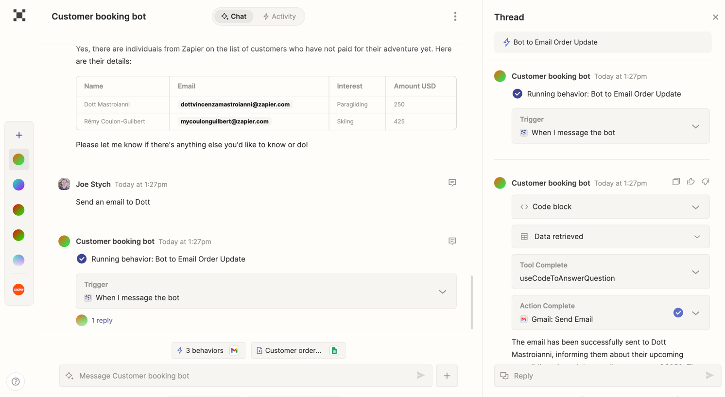 Zapier central interface