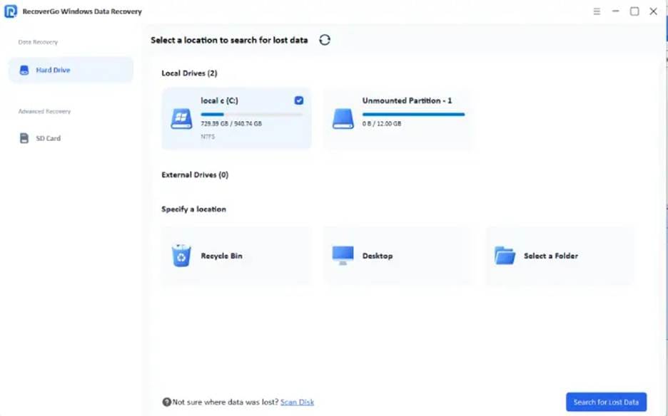 Selecting Location for Data Recovery