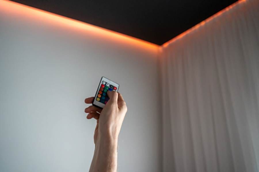 Controlling orange LED cove lighting with a RGB remote.