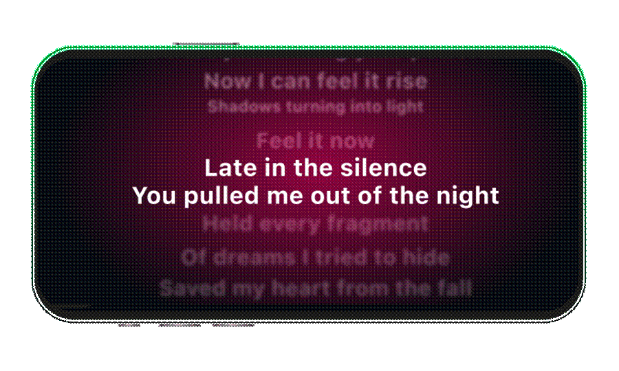 Car Play Connect keeps the current lyric in a widget so the map stays visible — Apple's native view takes the full screen.