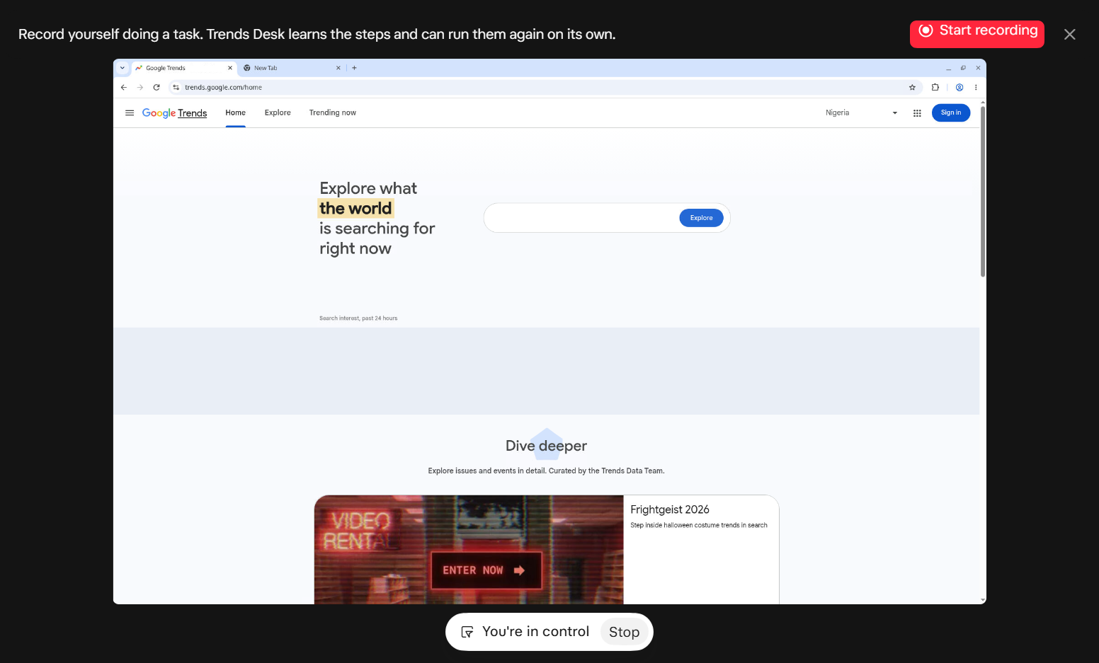 Teach a task recording feature on Grok Bot