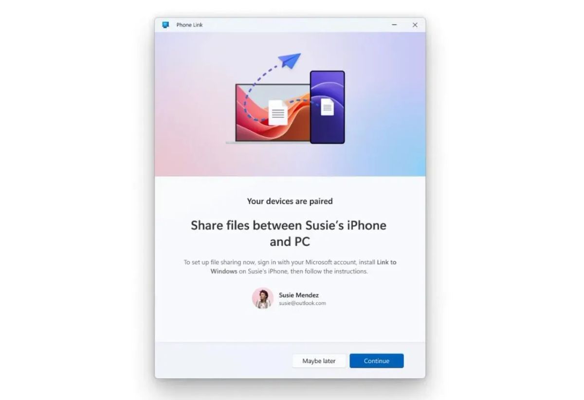 Microsoft’s Phone Link app now lets iPhone users share files with Windows PCs Post feature image