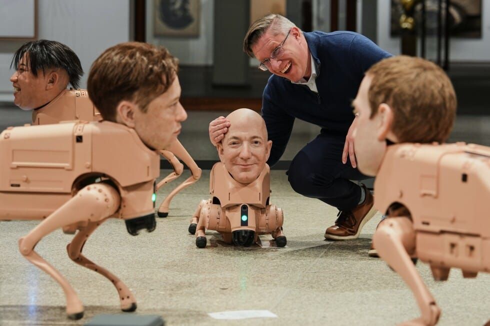 $100K Robot Dogs With Elon Musk and Mark Zuckerberg Faces Are Pooping AI Art in Berlin Post feature image
