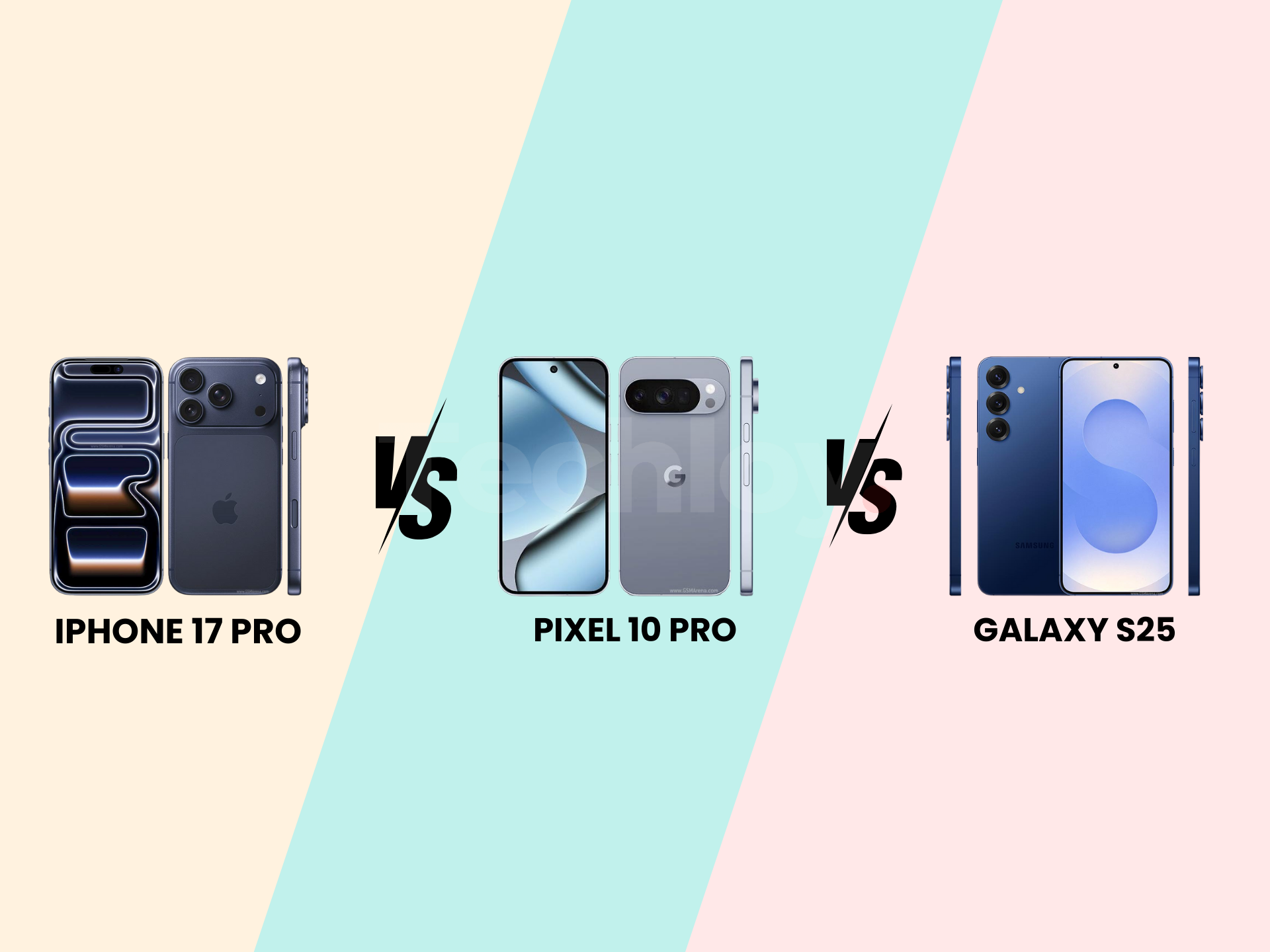 iPhone 17 Pro vs. Google Pixel 10 Pro vs. Samsung Galaxy S25 Post feature image