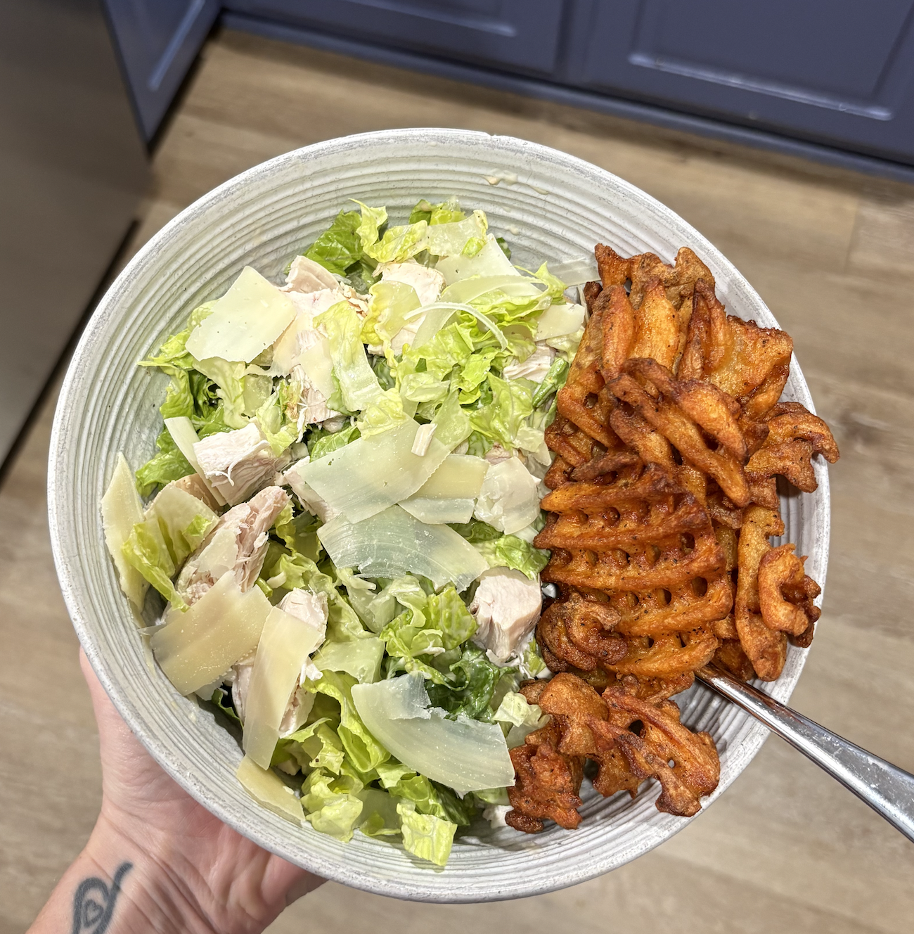 Chicken Caesar Salad with Fries
