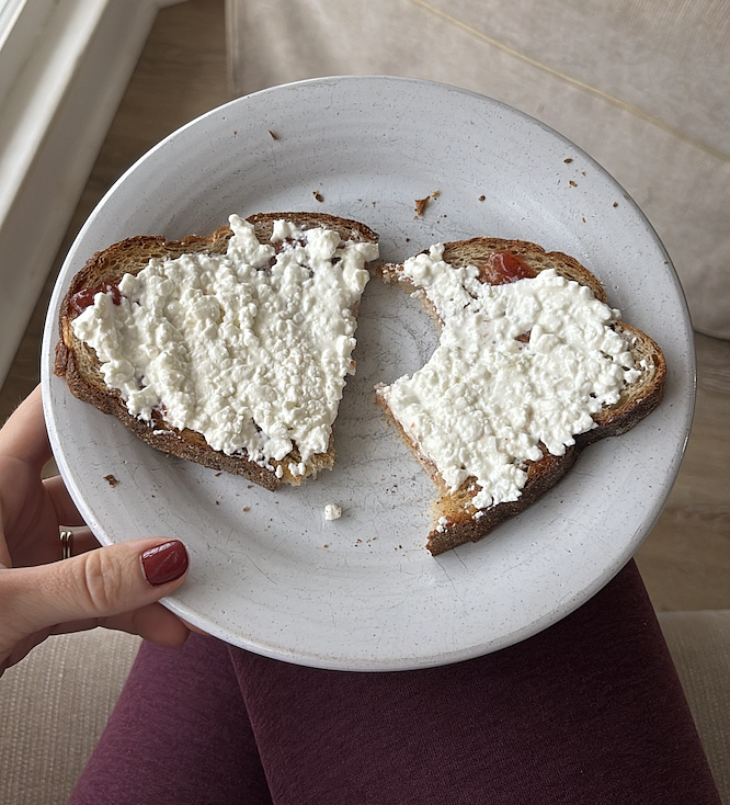 cottage cheese + jam toast