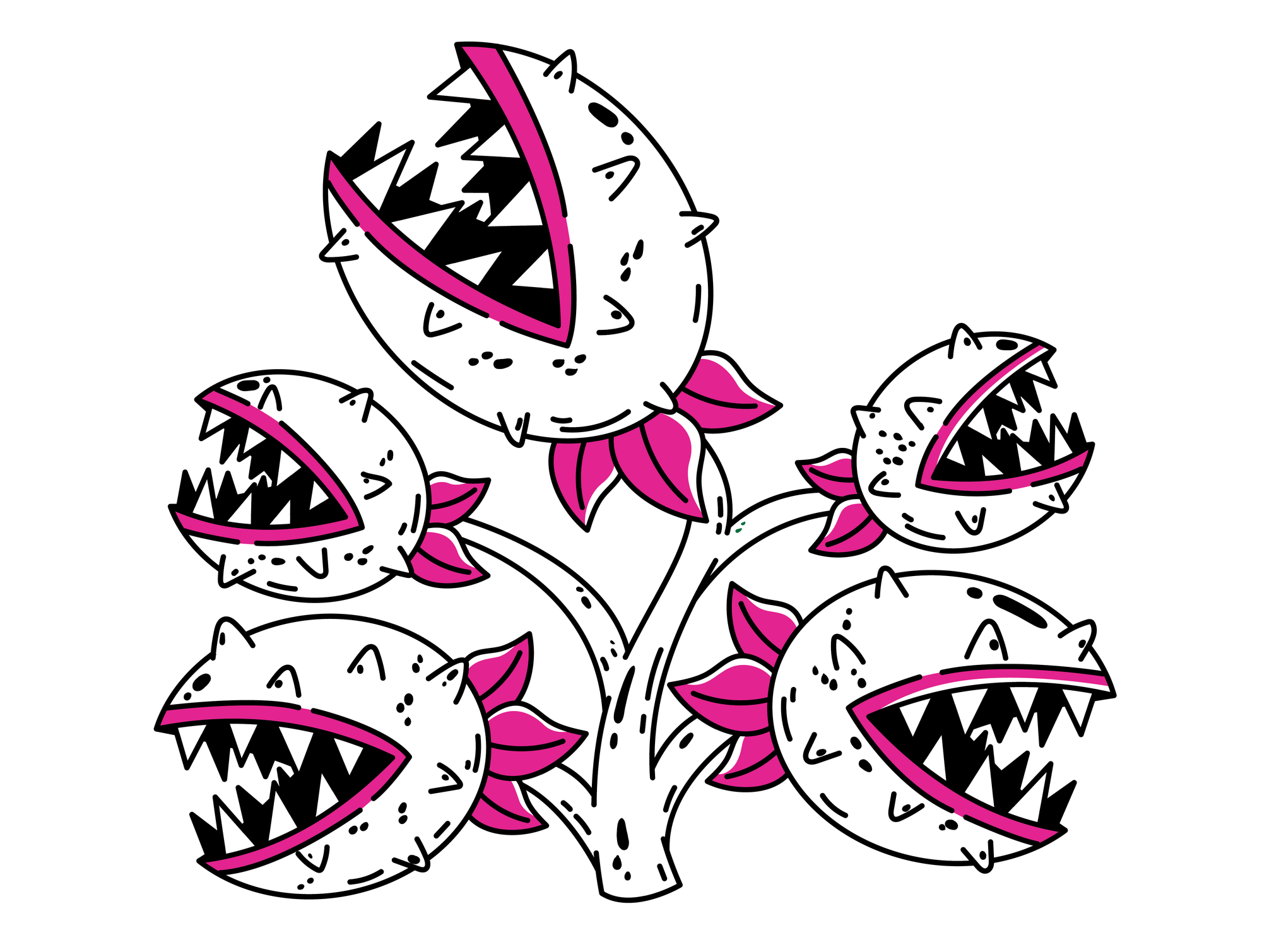 The Flytrap's "Girls," a cluster of venus flytraps in festive pink and white.