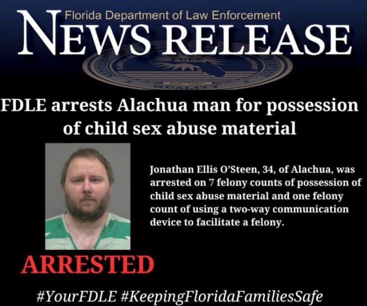 Alachua Man Sentenced to 15 Years in Prison & 8 Years Sex Offender Probation for Possessing Files of Sex Offenses Against Children on Kik