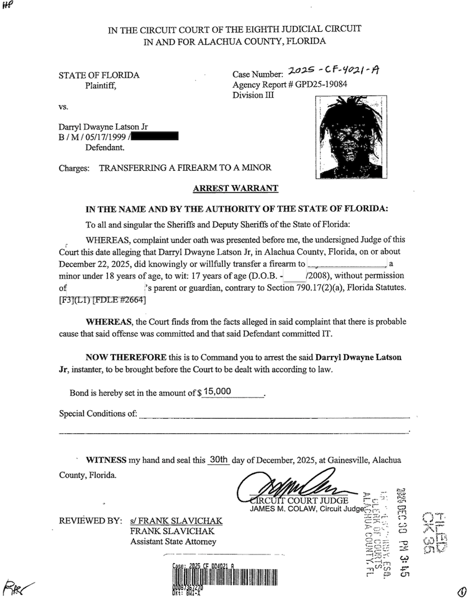 “Miami” Arrested on Warrant for Selling Teen Firearm