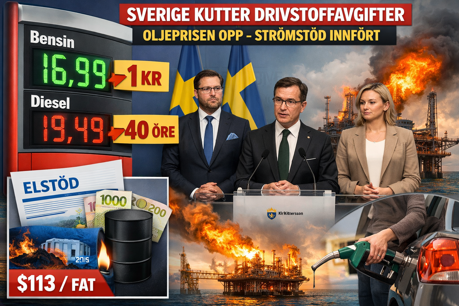 Sverige kutter drivstoffavgifter etter oljeprissjokk