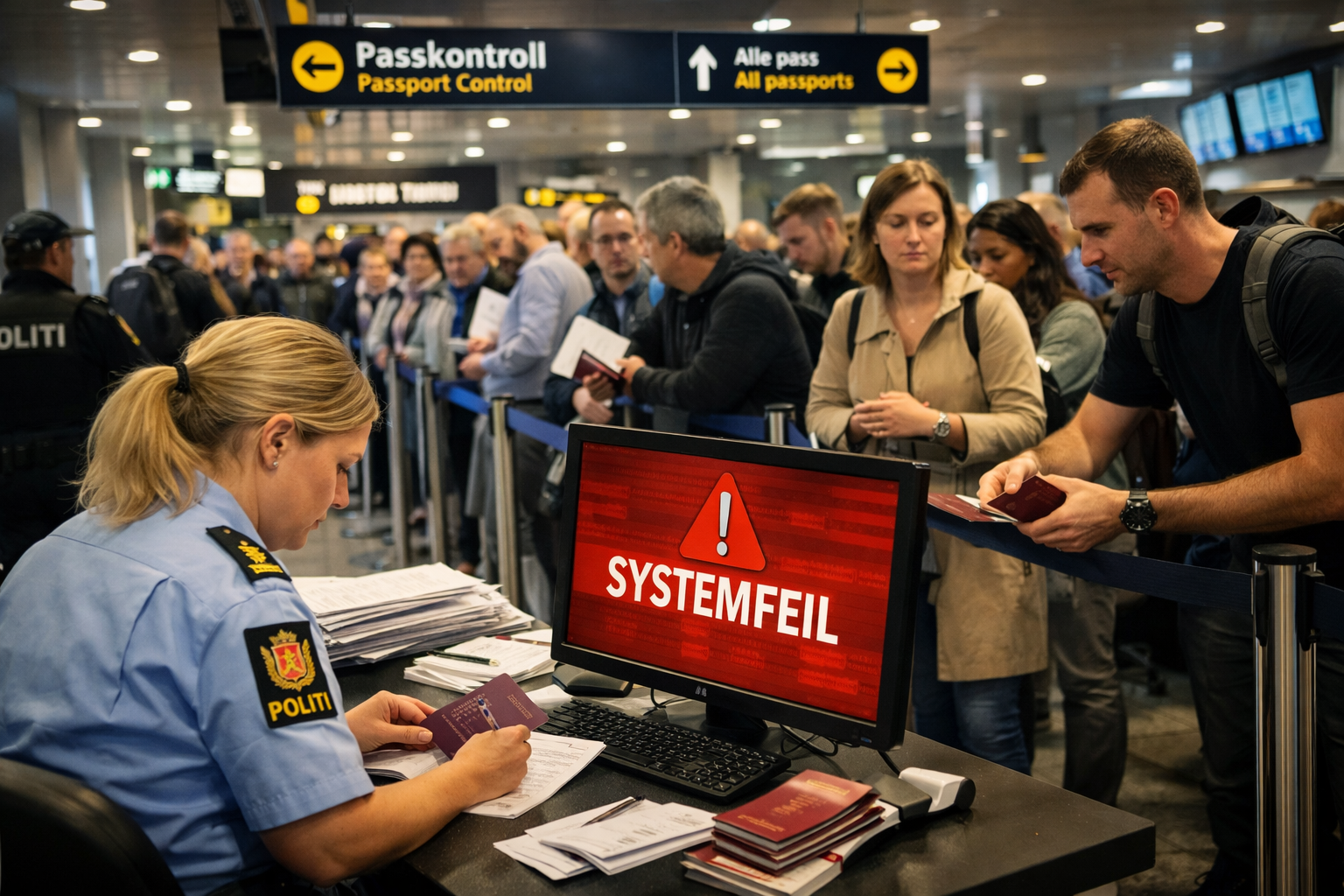 Politiets systemer nede – skapte køkaos på Gardermoen