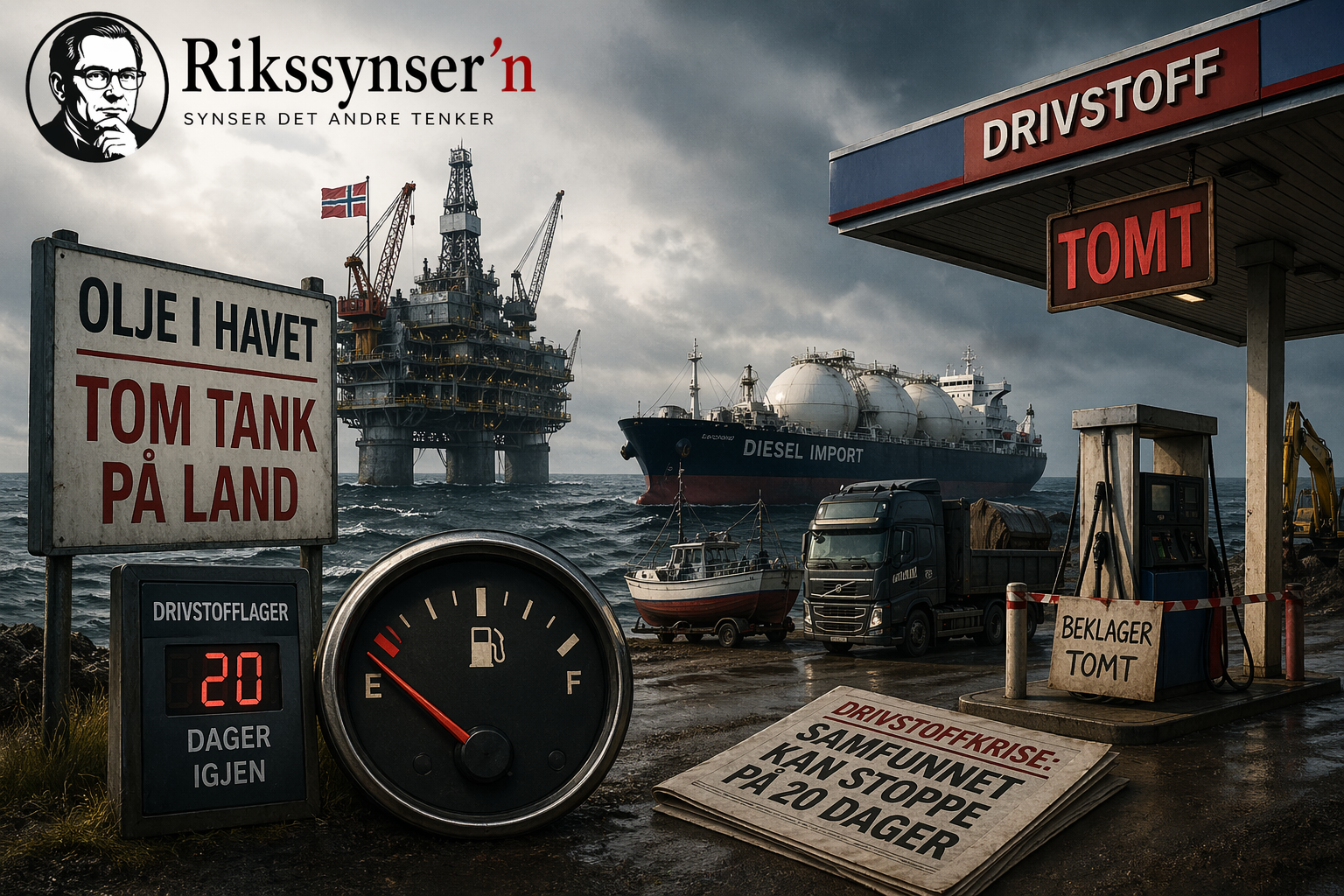Rikssynser’n:           Olje i havet – tom tank på land