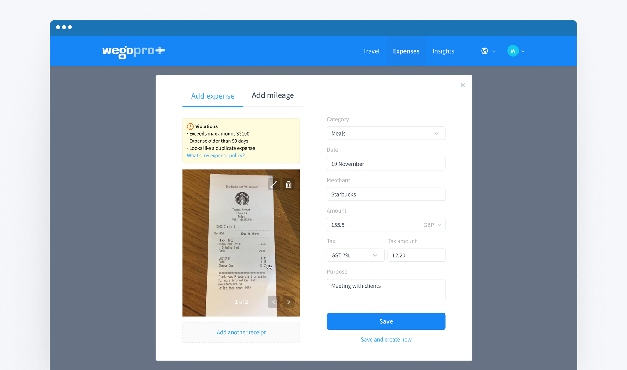WegoPro Expense Reimbursement Dashboard - WegoPro
