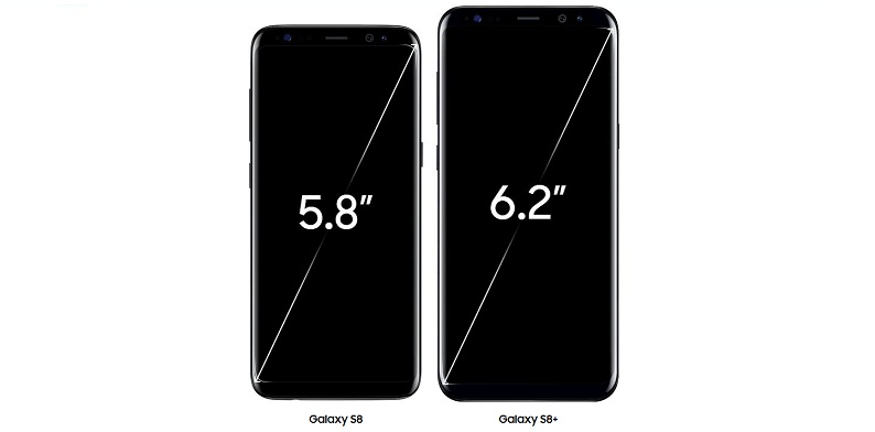 'Galaxy S8 vs Galaxy S8+ size'