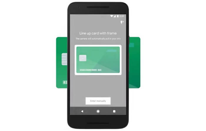 Phone scanning a credit card