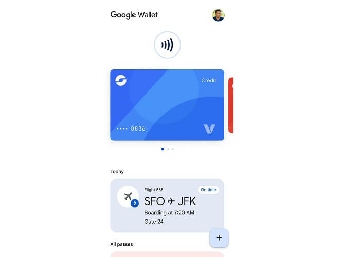 Google wallet app open on device