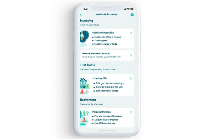 Avaliable accounts to choose from in Money Box app
