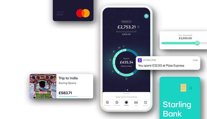 Overview of features in the Starling bank app