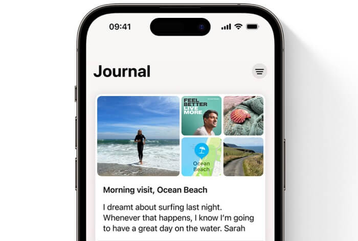 a screenshot of an iphone display showing the journal app
