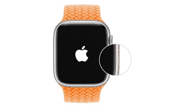Switch on Apple Watch using the side button