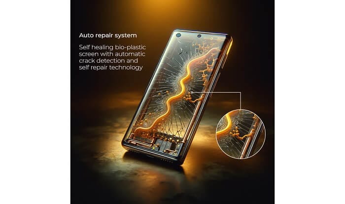 AI generated image of a smartphone with a self-repairing screen
