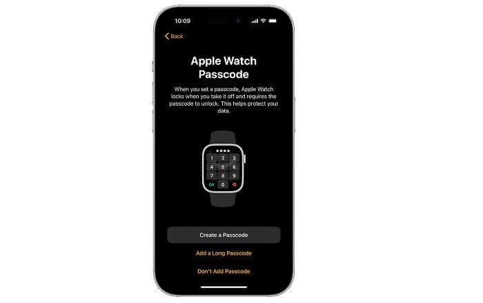 Choose to create a passcode for Apple Watch
