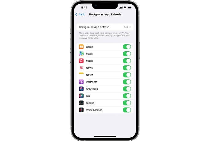 Background App Refresh settings