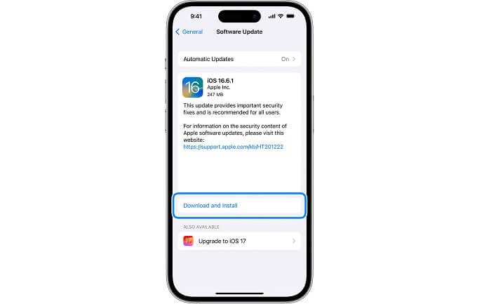 Software Update in iPhone Settings