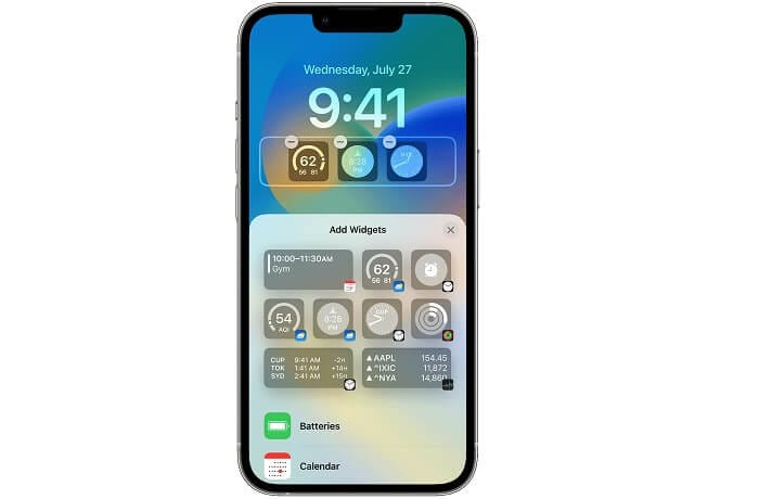 Widgets avaliable on iPhone