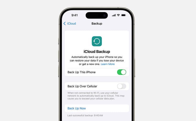 Back up data before reset