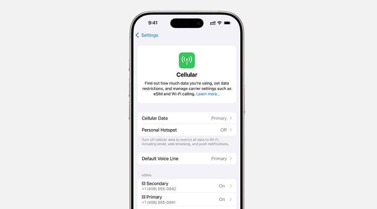 Using dual sim for data usage on iPhone 16e