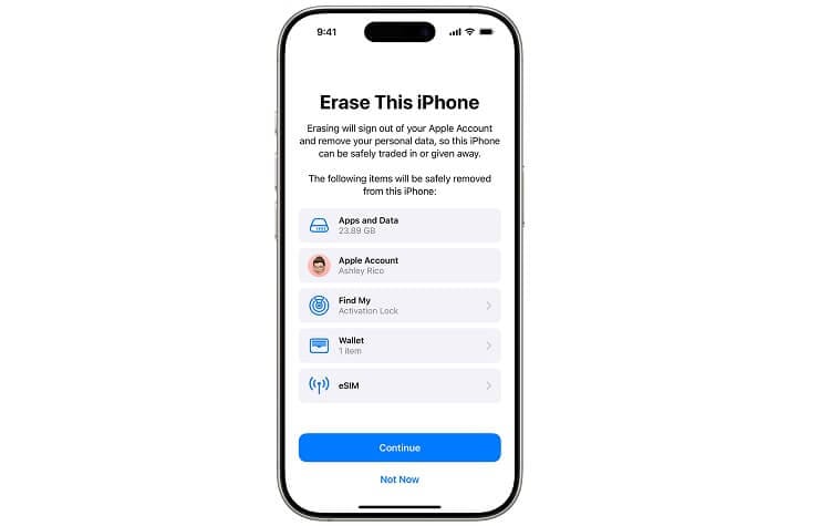 Erase Contents on iPhone ready for reset
