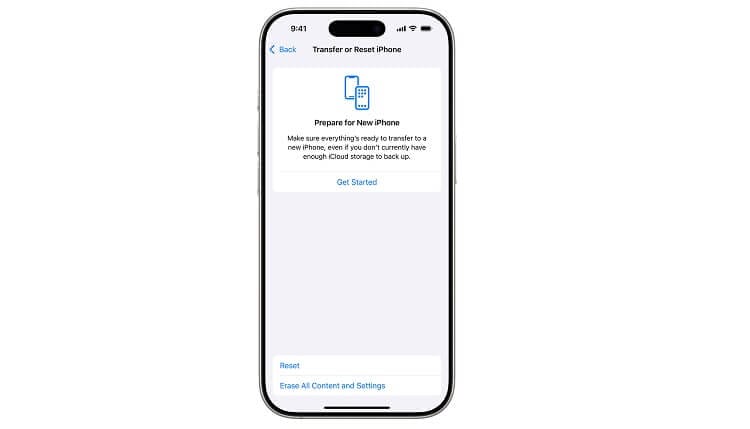 Factory reset on iPhone