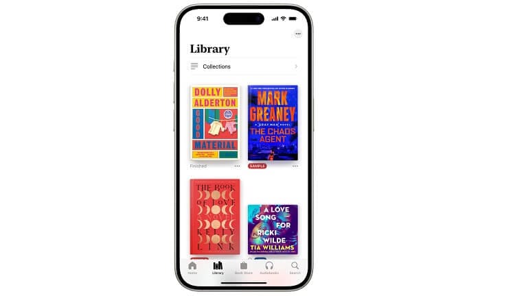 Stored e-books saved on iPhone