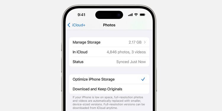 Optimise iPhone Storage in Settings