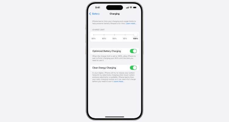 Optimised Battery Charging on iPhone