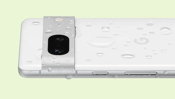 Back of a phone covered with water droplets