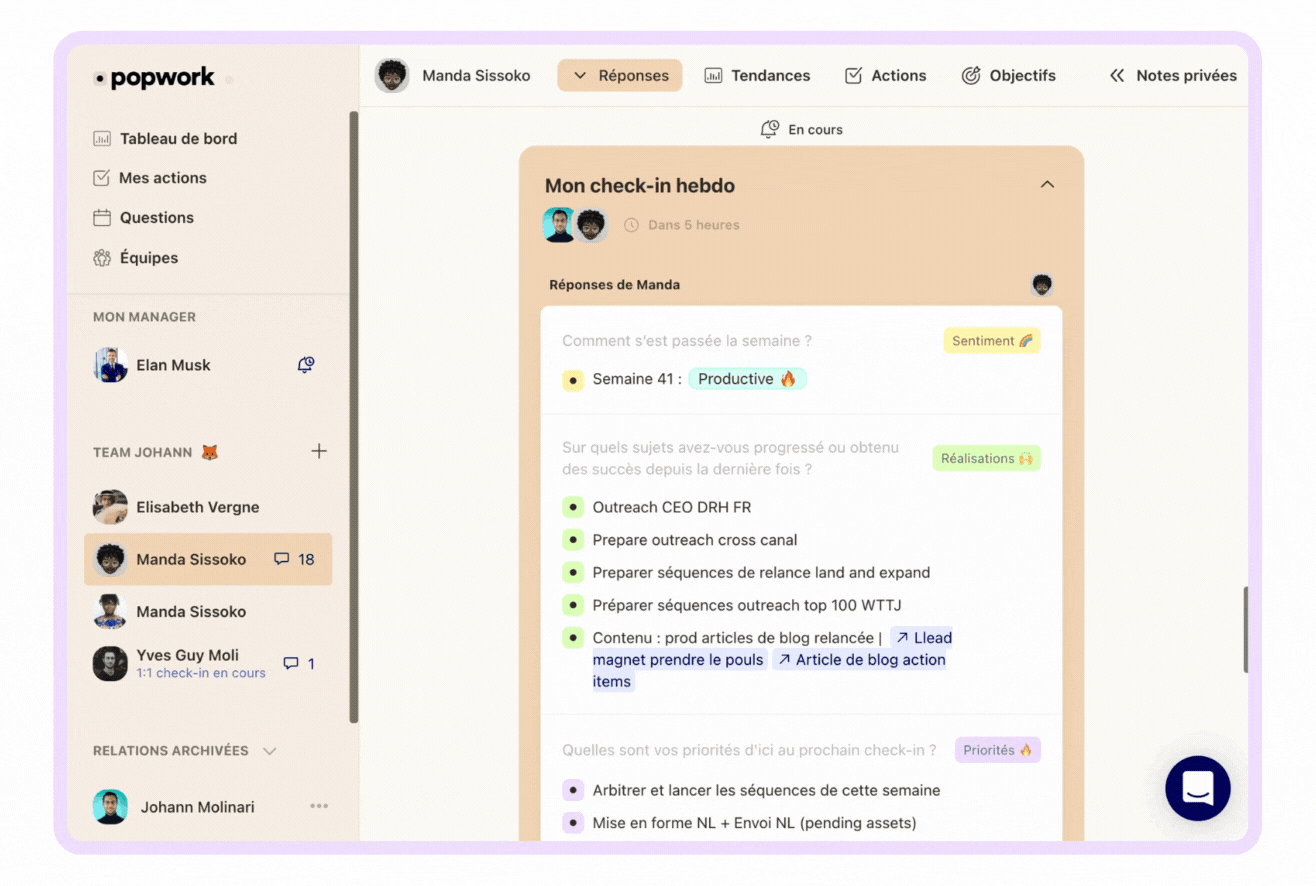 Aperçu des relations archivées - Popwork