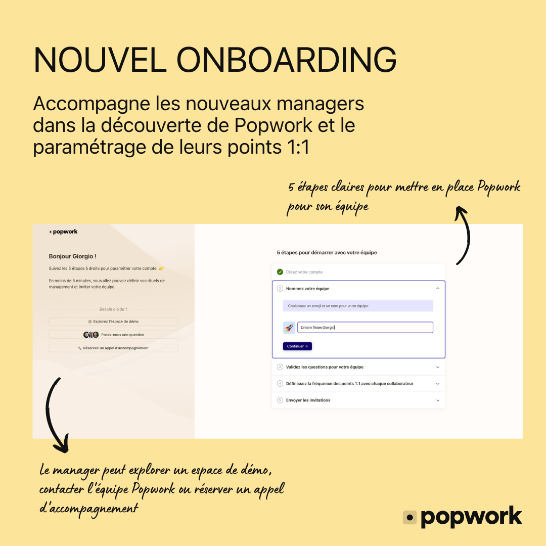 Aperçu du nouvel onboarding Popwork