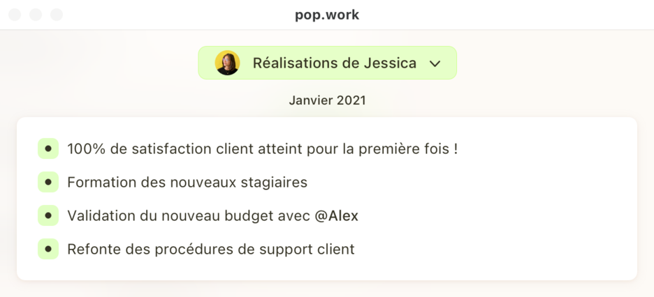 Aperçu de la rubrique réalisations Popwork