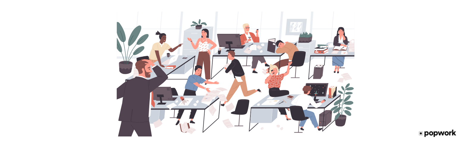 Situation de crise dans un bureau - Popwork