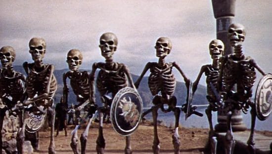 Skeletons carrying swords and shields that were animated for the movie Jason and the Argonauts.