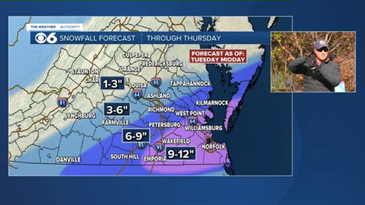 Snow arrives in Virginia on Wednesday. Here's how much snow you should expect.