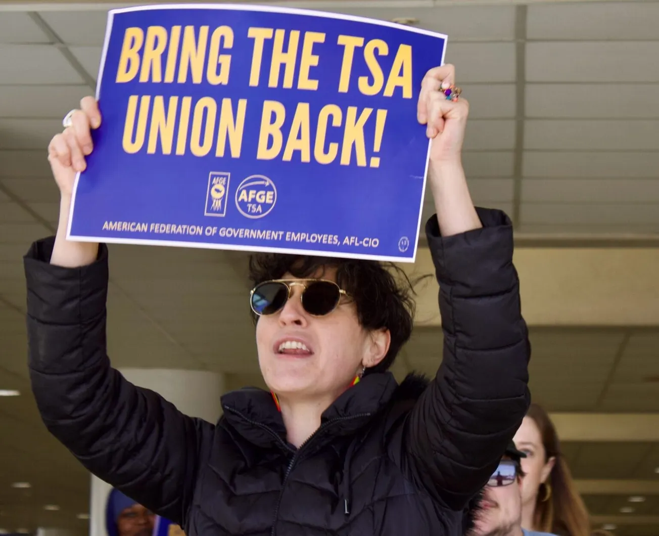 TSA officers protest in Richmond over the removal of workplace protections