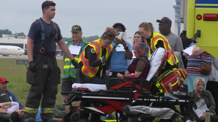 Inside an aircraft emergency drill at Richmond International Airport