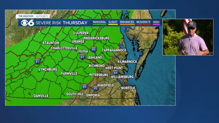 Thunderstorms possible Thursday and Friday in Richmond