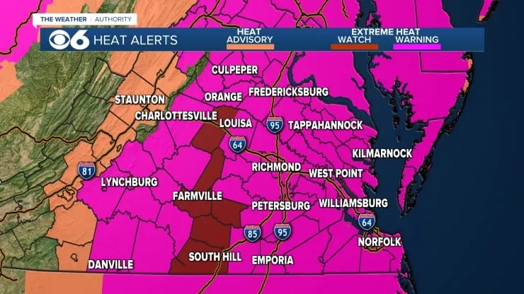 Excessive Heat Warning in effect for Metro Richmond this week