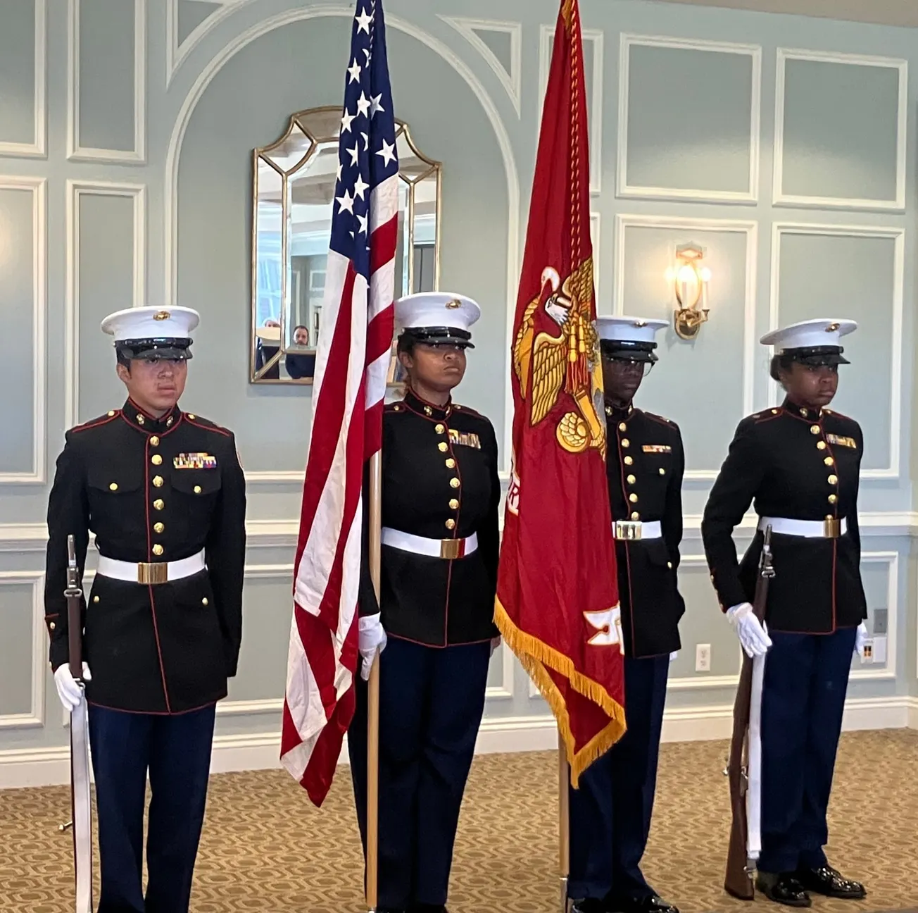 Highland Springs H.S. cadets present colors at 250th anniversary celebration